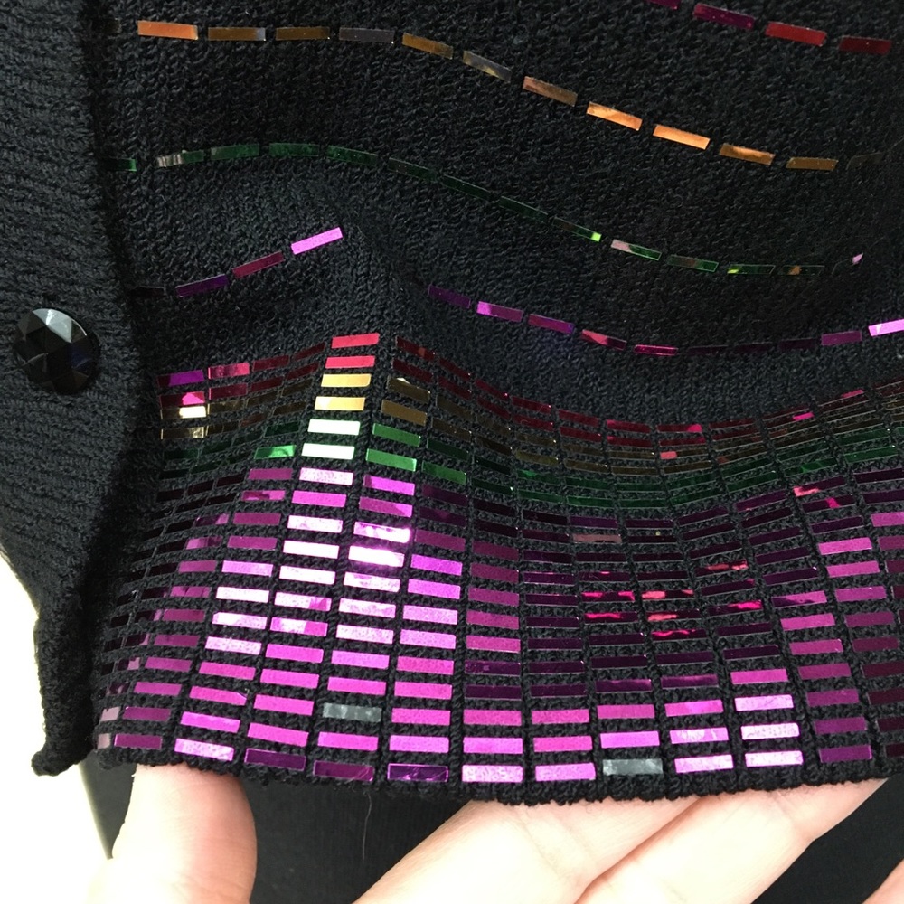 St. John Evening Crop Top Rainbow Flat Sequins Sz… - image 7